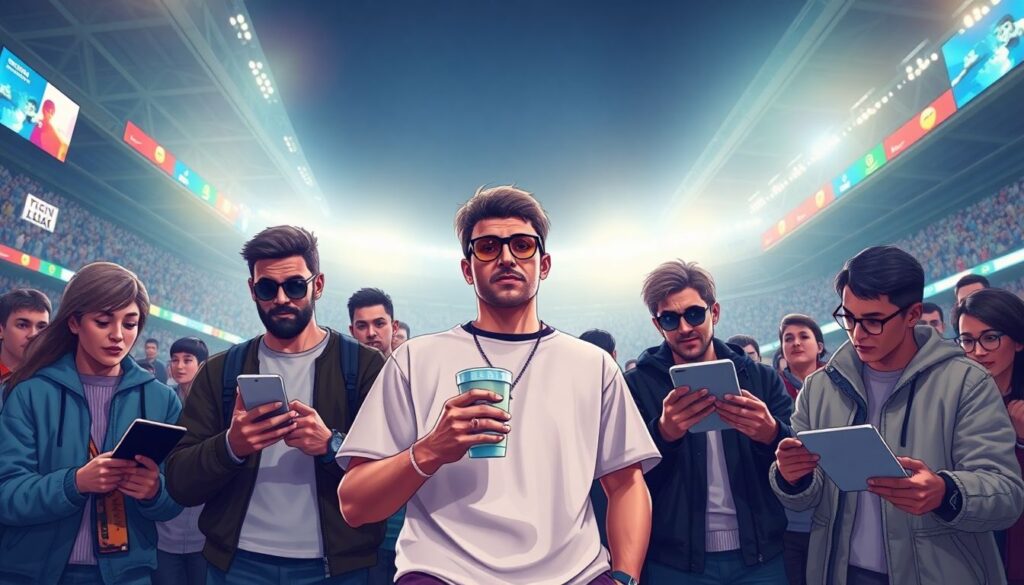 Обзор фанатов на трибунах: поведение и стиль - иллюстрация