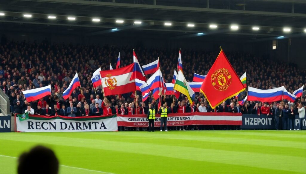 Перформанс болельщиков на выезде: сравнение городов - иллюстрация